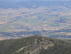 Stevensville and the Bitterroot River seen from Saint Mary's Peak (2005)