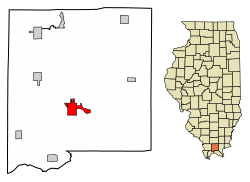 Location of Vienna in Johnson County, Illinois.