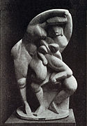 Alexander Archipenko, La Vie Familiale (Family Life), 1912. Exhibited at the 1912 Salon d'Automne, Paris and the 1913 Armory Show in New York, Chicago and Boston. The original sculpture (approx six feet tall) was accidentally destroyed