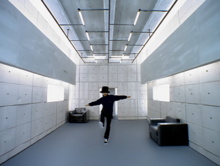 A screenshot from the "Virtual Insanity" music video