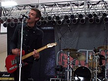 Justin Mauriello performing during a sound check in 2008