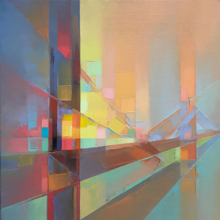 Abstract painting of the Golden Gate Bridge