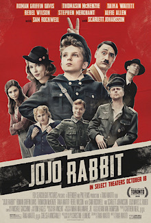 A propaganda-style poster with Nazi aesthetics. The ensemble characters of the film have cardboard cutout-like borders framing them.
