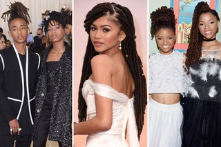 Image may contain Jaden Smith Zendaya Willow Smith Human Person Clothing Apparel Hair Robe and Evening Dress