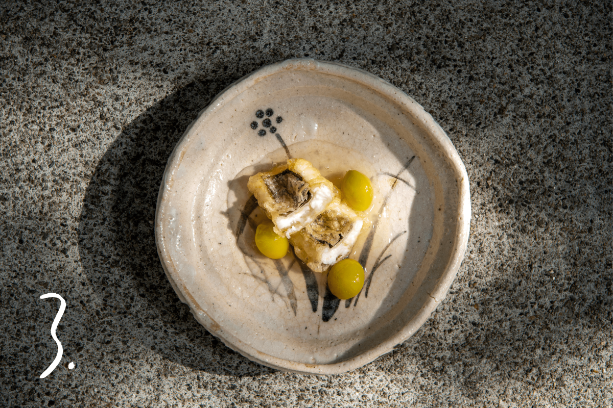 #3: Ango tempura with silver ankake and fresh ginko 