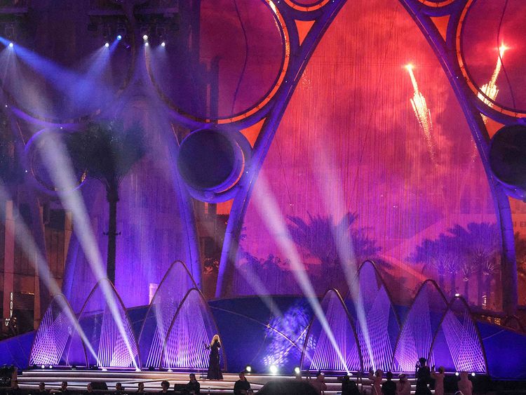 Singer Christina Aguilera performs during the closing ceremony of Expo 2020 Dubai.
