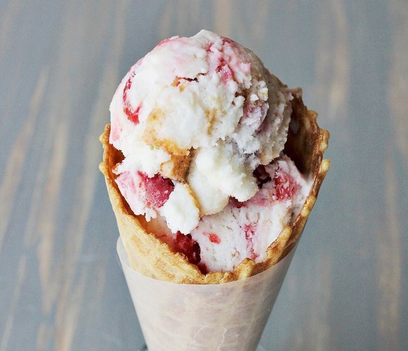 Strawberries + Angel Food Ice Cream