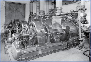 figure 3. Steam turbine generators for light and power at 50th Street (photo courtesy of the Museum of Innovation and Science (miSci) Archives, Schenectady, New York).