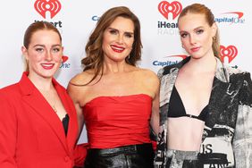 Brooke Shields with daughters Rowan Francis Henchy and Grier Hammond Henchy attend the Z100's iHeartRadio Jingle Ball 2022 Press Room at Madison Square Garden on December 9, 2022 in New York City.