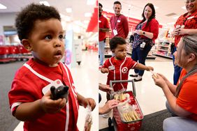 Honorary Target Team Member Azai helps with inventory control at Target on April 26, 2024 in Huntersville, North Carolina.