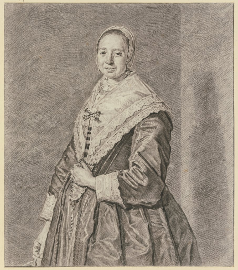 Eine ältliche Dame nach links gewandt mit Häubchen und Spitzenhalstuch, Hendrik Pothoven, after Frans Hals