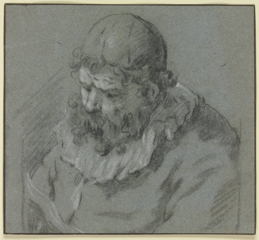 Alter niederblickender Mann mit Käppchen, Frans Hals;   ?