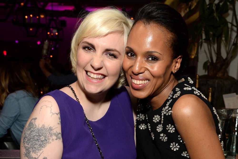 Lena Dunham and Kerry Washington at the Variety and Women in Film Emmy party