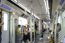 Blurry image of a passenger Subway train
